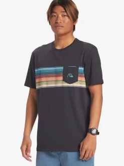 Quiksilver Swell Vision Stripe Pocket T-Shirt Tarmac Outlet