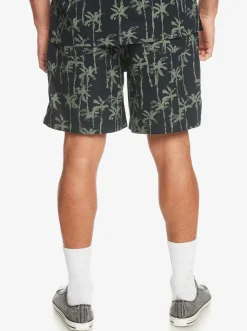 Quiksilver Taxer Print Elastic Waist Shorts Laurel Wreath Painted Palms Shop