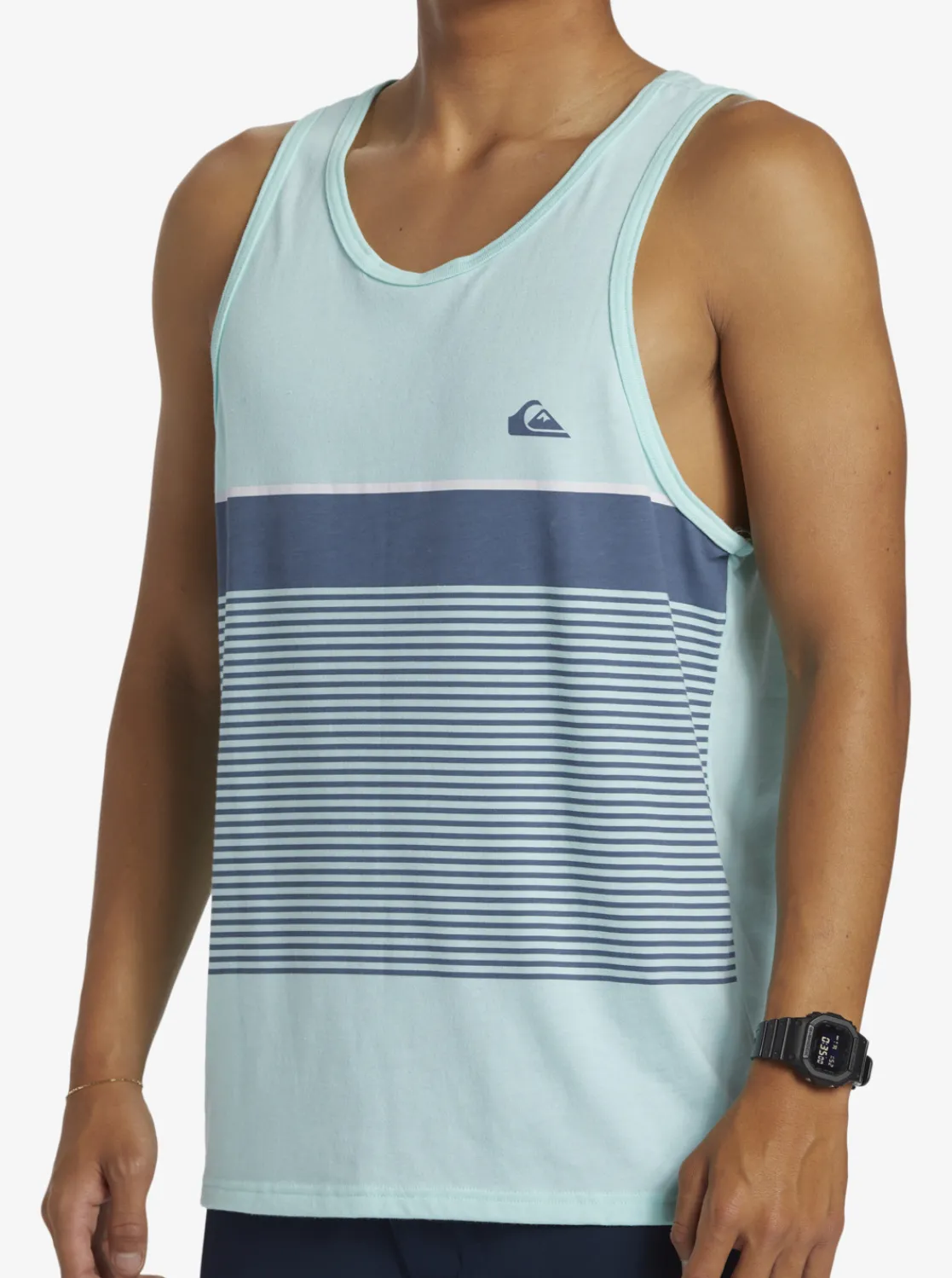 Quiksilver Tijuana Stripe Tank Top Beach Glass Heather Outlet