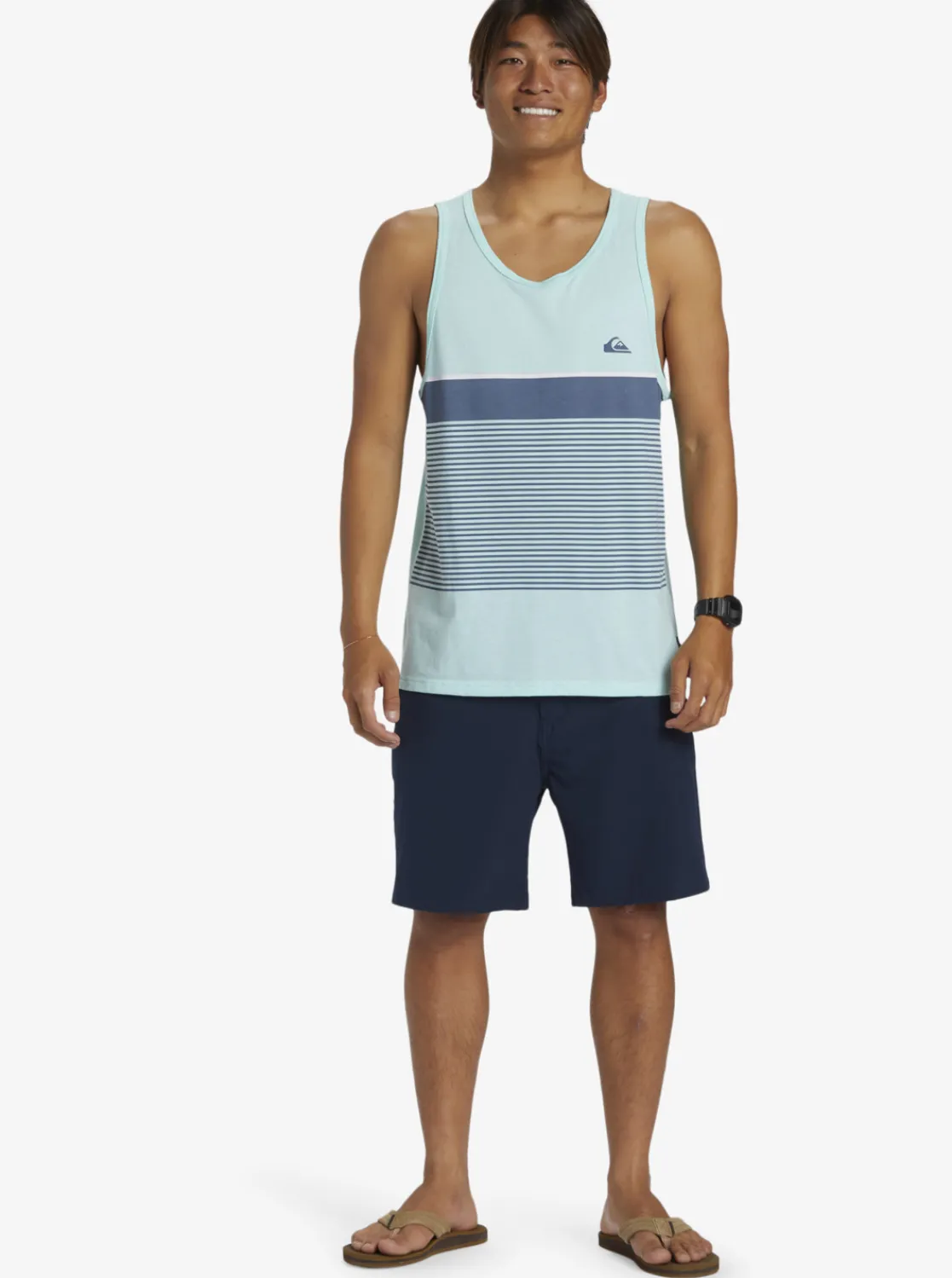 Quiksilver Tijuana Stripe Tank Top Beach Glass Heather Outlet