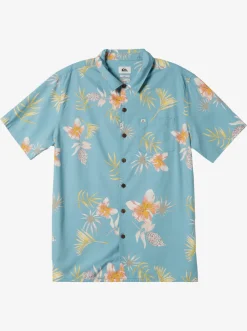Quiksilver Tropical Floral Short Sleeve Woven Shirt Reef Waters Tropical Floral Ss Flash Sale