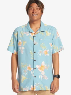 Quiksilver Tropical Floral Short Sleeve Woven Shirt Reef Waters Tropical Floral Ss Flash Sale