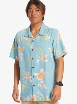 Quiksilver Tropical Floral Short Sleeve Woven Shirt Reef Waters Tropical Floral Ss Flash Sale