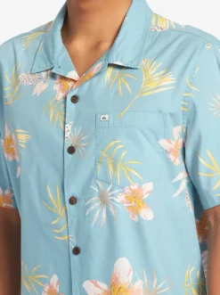 Quiksilver Tropical Floral Short Sleeve Woven Shirt Reef Waters Tropical Floral Ss Flash Sale