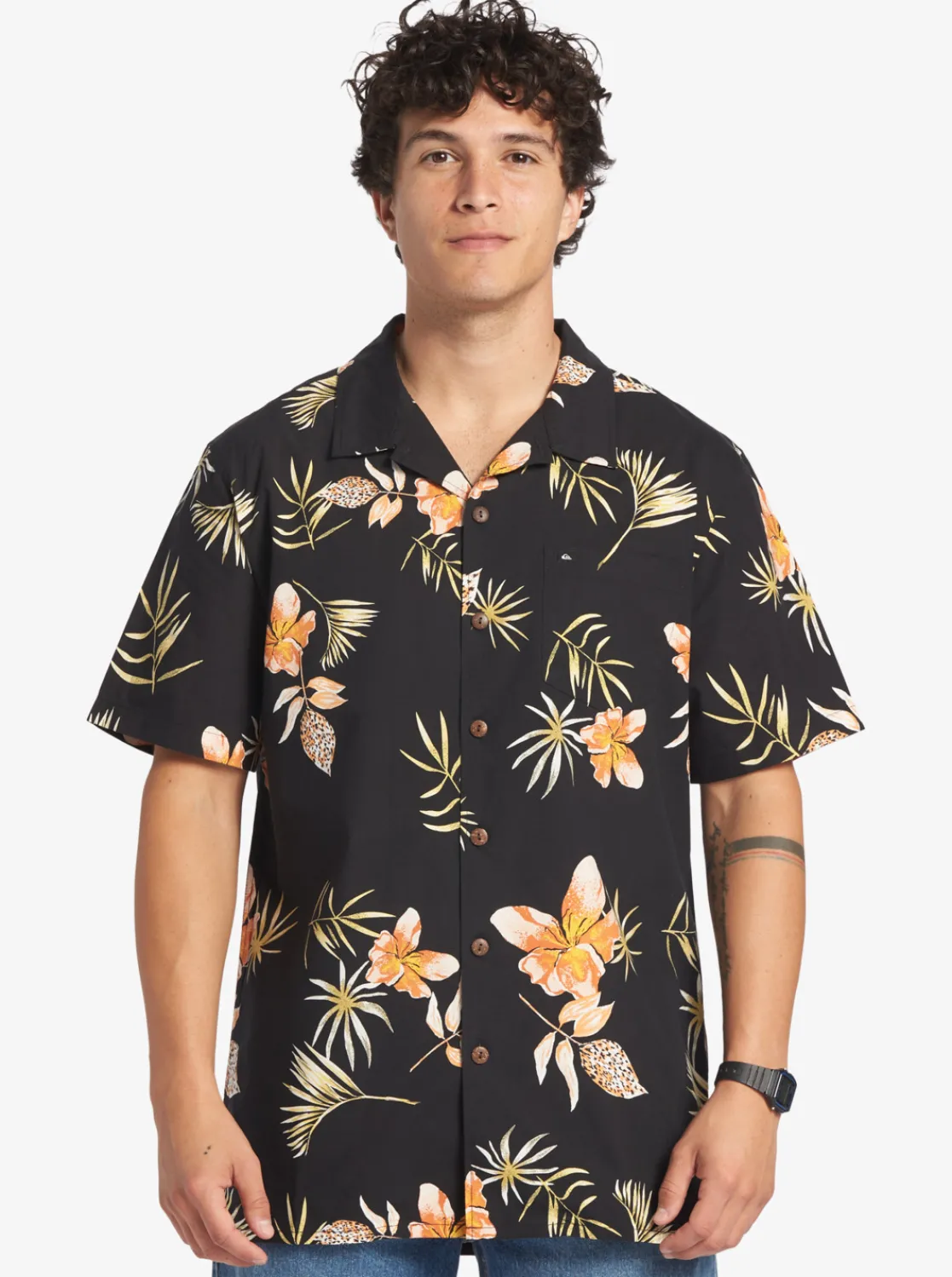 Quiksilver Tropical Floral Short Sleeve Woven Shirt Black Tropical Floral Ss Best