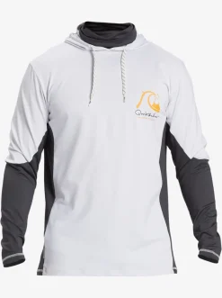 Quiksilver Waterman Angler Hooded Upf 50 Long Sleeve Surf Tee White Fashion