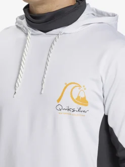 Quiksilver Waterman Angler Hooded Upf 50 Long Sleeve Surf Tee White Fashion