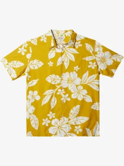 Quiksilver Waterman Aqua Flower Short Sleeve Shirt Oil Yeallow Aqua Flowers Flash Sale