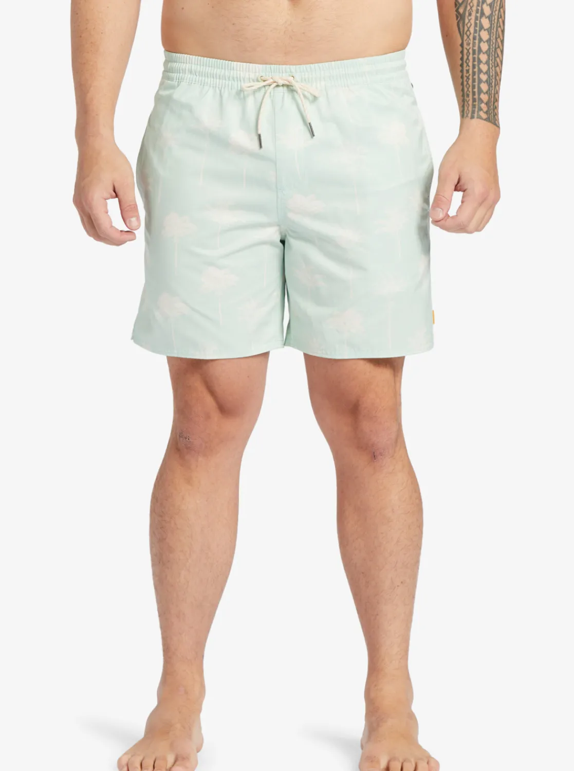 Quiksilver Waterman Cliffside 17" Elastic Waist Shorts Subtle Green Amazed Palm Clearance