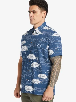 Quiksilver Waterman Dive Sites Woven Shirt Ensign Blue Dive Sites Fashion