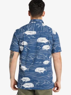 Quiksilver Waterman Dive Sites Woven Shirt Ensign Blue Dive Sites Fashion