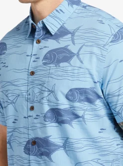 Quiksilver Waterman Dive Sites Woven Shirt Dusk Blue Dive Sites New