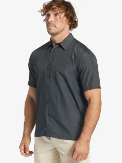 Quiksilver Waterman Kings Cliff Short Sleeve Shirt Black Kings Cliff Store