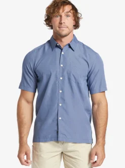 Quiksilver Waterman Kings Cliff Short Sleeve Shirt Ensign Blue Kings Cliff Cheap