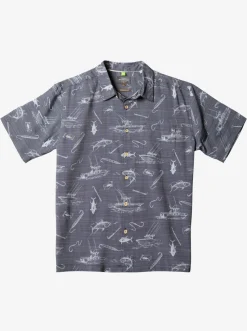 Quiksilver Waterman Line Spinner Short Sleeve Shirt Black Line Spinner Best Sale