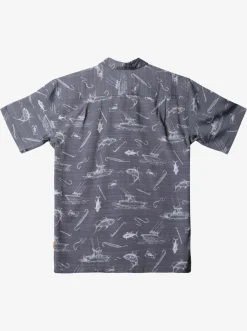 Quiksilver Waterman Line Spinner Short Sleeve Shirt Black Line Spinner Best Sale