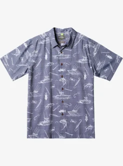 Quiksilver Waterman Line Spinner Short Sleeve Shirt Medieval Blue Line Spinner Sale