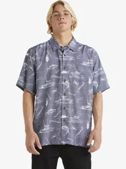 Quiksilver Waterman Line Spinner Short Sleeve Shirt Medieval Blue Line Spinner Sale