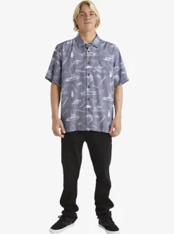 Quiksilver Waterman Line Spinner Short Sleeve Shirt Medieval Blue Line Spinner Sale