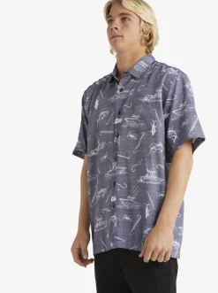 Quiksilver Waterman Line Spinner Short Sleeve Shirt Medieval Blue Line Spinner Sale