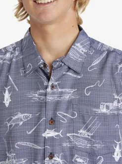 Quiksilver Waterman Line Spinner Short Sleeve Shirt Medieval Blue Line Spinner Sale