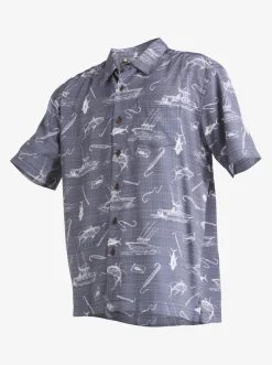 Quiksilver Waterman Line Spinner Short Sleeve Shirt Medieval Blue Line Spinner Sale
