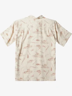 Quiksilver Waterman Line Spinner Short Sleeve Shirt Brown Rice Line Spinner Cheap