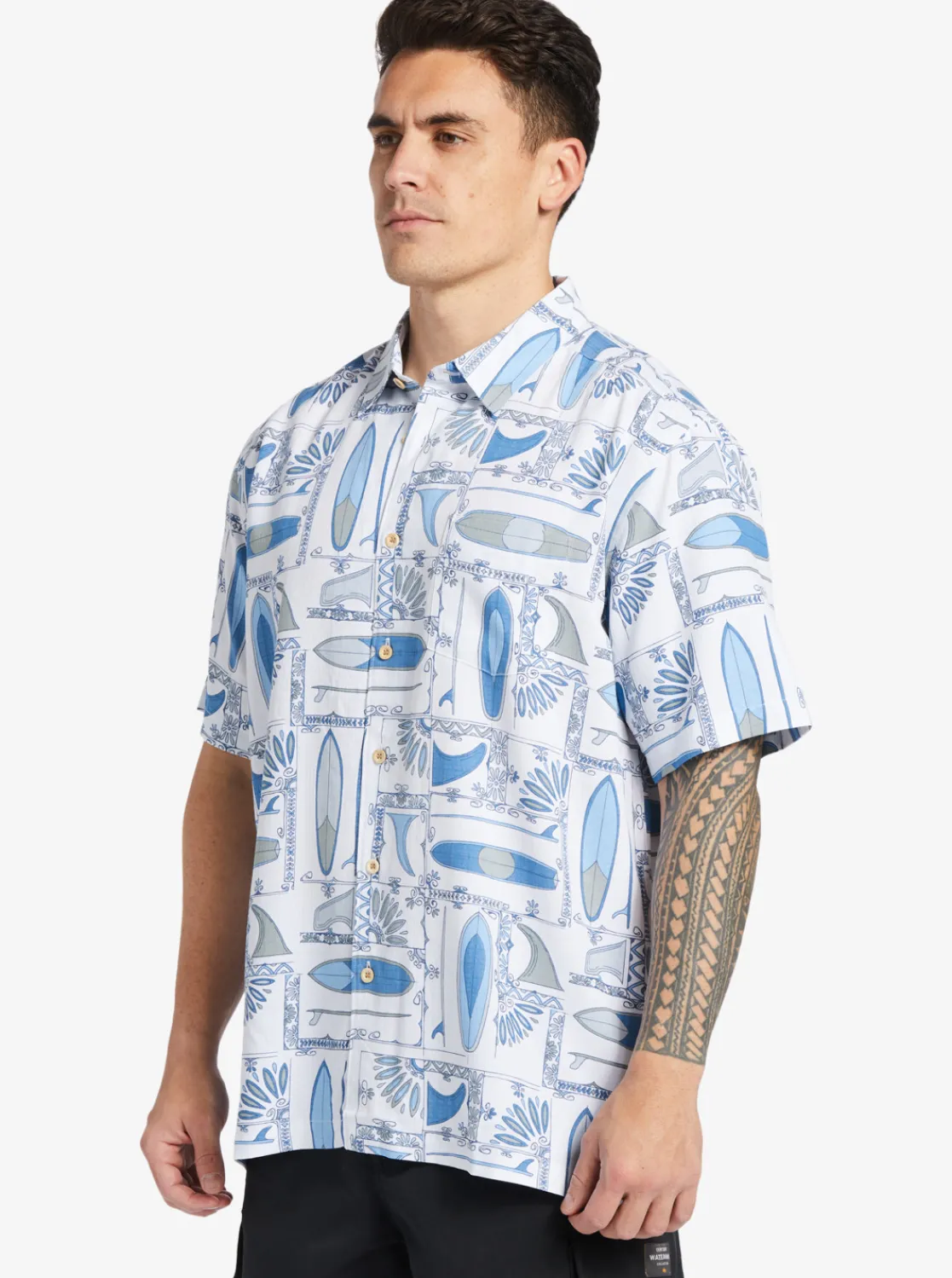 Quiksilver Waterman Long Boards Woven Shirt White Longboards Hot