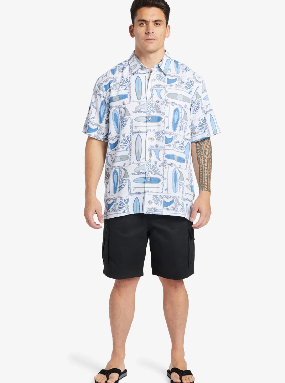 Quiksilver Waterman Long Boards Woven Shirt White Longboards Hot