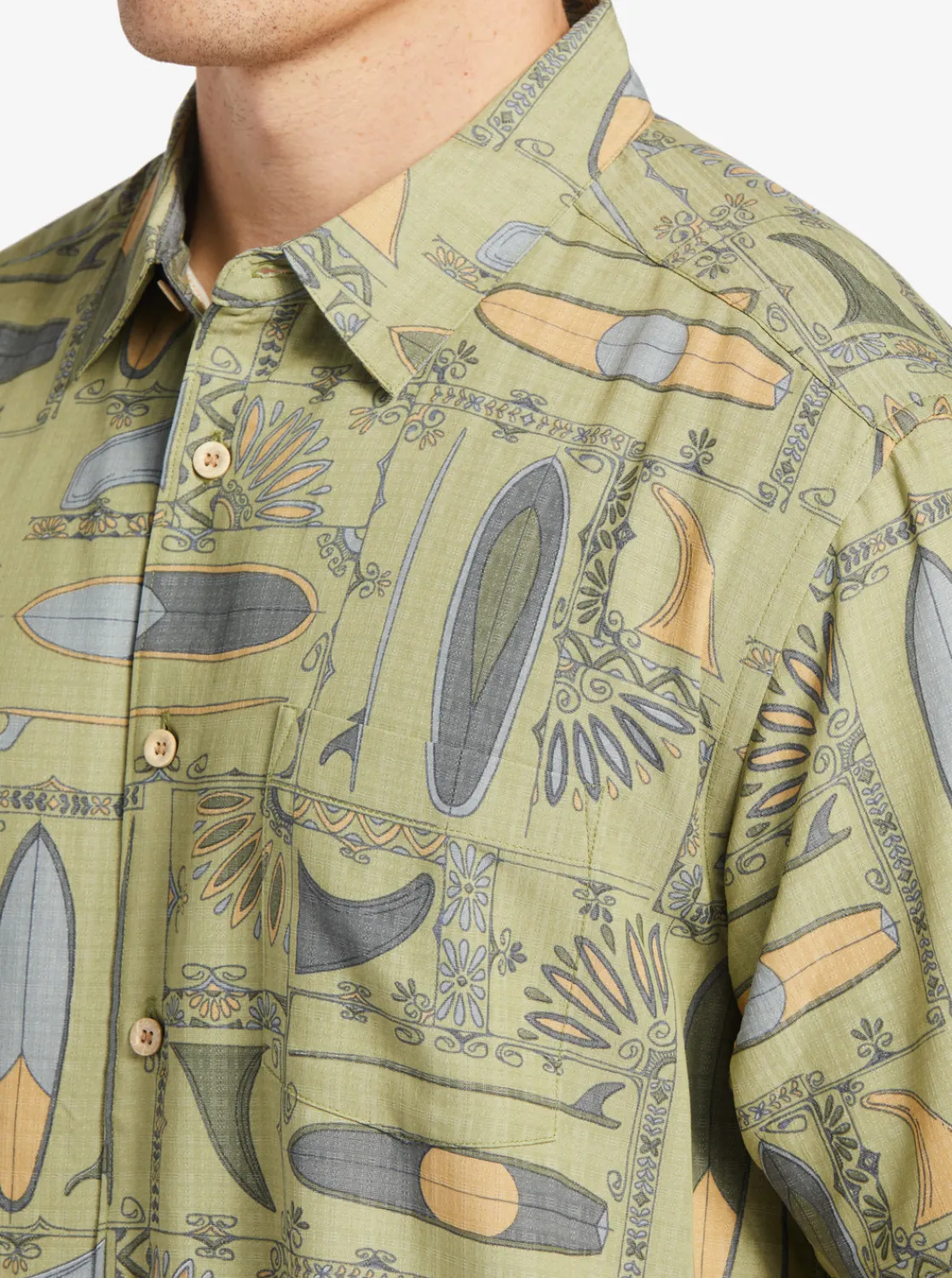 Quiksilver Waterman Long Boards Woven Shirt Tea Longboards Hot