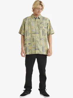 Quiksilver Waterman Long Boards Woven Shirt Tea Longboards Hot