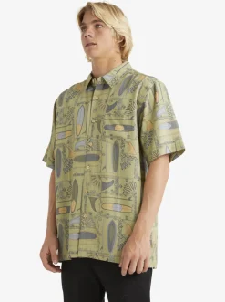 Quiksilver Waterman Long Boards Woven Shirt Tea Longboards Hot