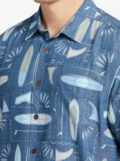 Quiksilver Waterman Long Boards Woven Shirt Longboards Ensign Blue New