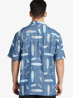 Quiksilver Waterman Long Boards Woven Shirt Longboards Ensign Blue New