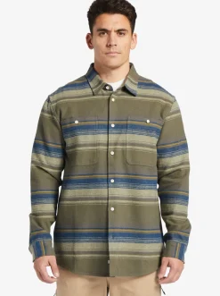 Quiksilver Waterman Lowest Tide Flannel Long Sleeve Top Dusty Olive Lowest Tide Sale