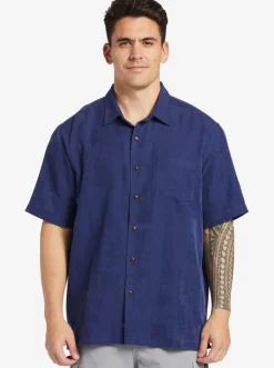 Quiksilver Waterman Manele Bay Short Sleeve Shirt Medieval Blue Fashion