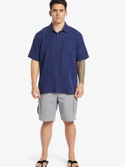 Quiksilver Waterman Manele Bay Short Sleeve Shirt Medieval Blue Fashion