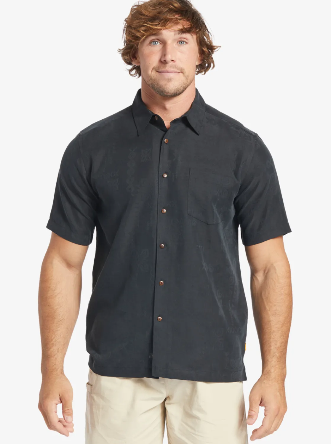 Quiksilver Waterman Manele Bay Short Sleeve Shirt Black Sale