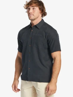 Quiksilver Waterman Manele Bay Short Sleeve Shirt Black Sale