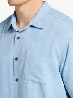 Quiksilver Waterman Manele Bay Short Sleeve Shirt Dusk Blue Sale
