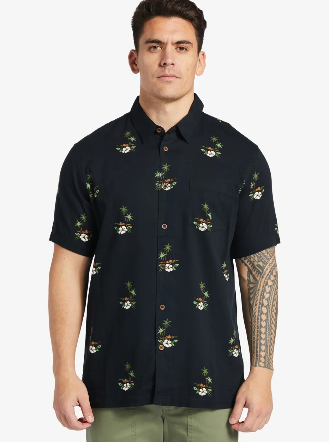 Quiksilver Waterman Micronesia Woven Shirt Micronesia Dusk Black Cheap