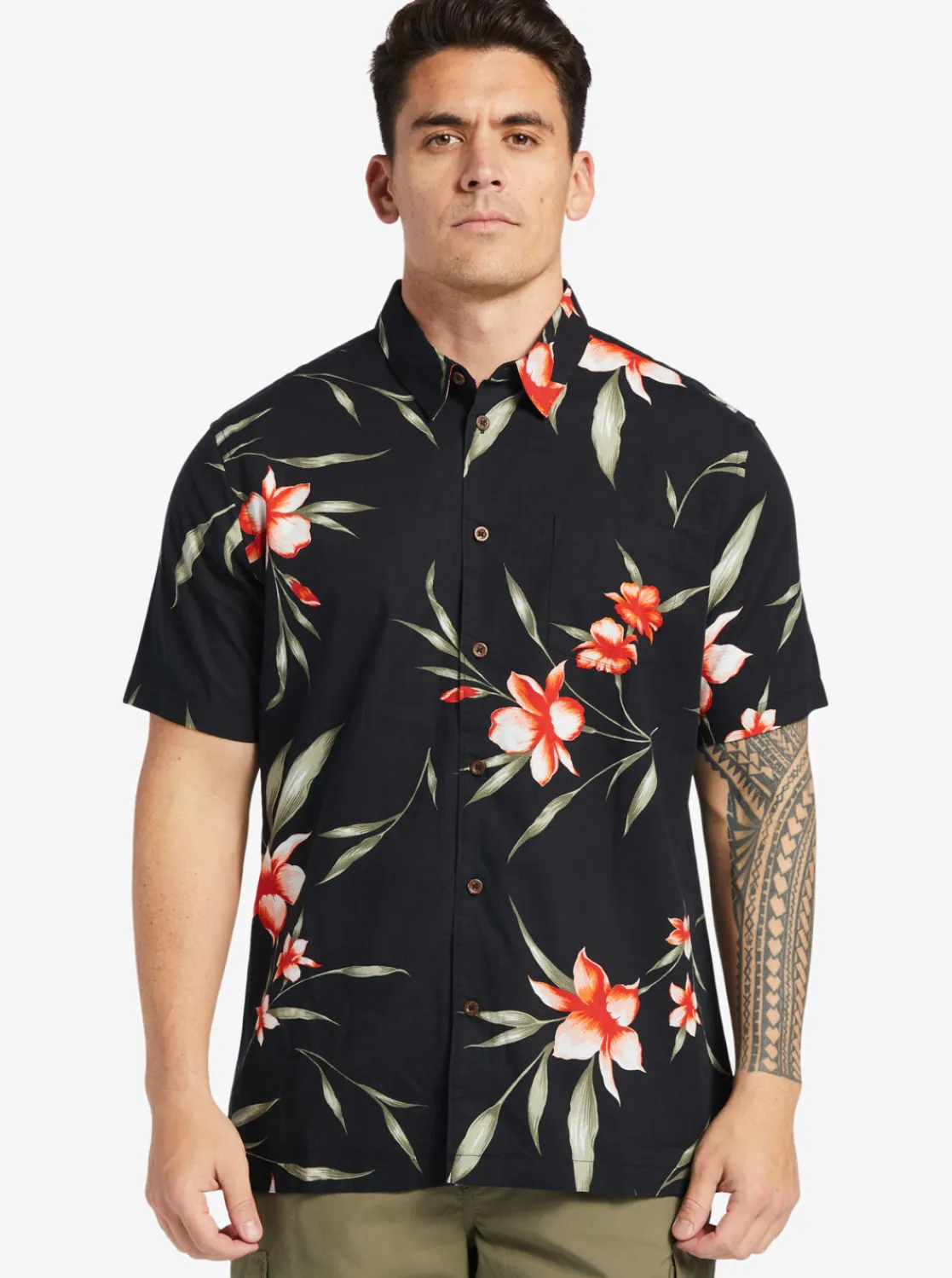 Quiksilver Waterman Night Bloomer Woven Shirt Black Night Bloomer Shop