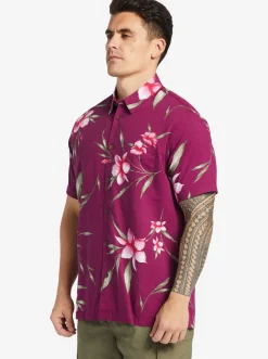 Quiksilver Waterman Night Bloomer Woven Shirt Magenta Night Bloomer Outlet