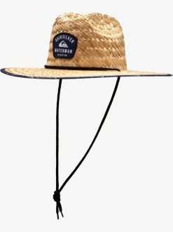 Quiksilver Waterman Outsider Straw Lifeguard Hat Medieval Blue Line Spinner Best Sale