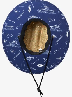 Quiksilver Waterman Outsider Straw Lifeguard Hat Medieval Blue Line Spinner Best Sale