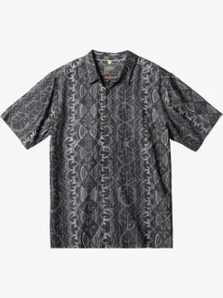 Quiksilver Waterman Paradise Day Short Sleeve Shirt Black Paradise Bay Hot
