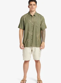 Quiksilver Waterman Skipped Out Woven Shirt Dusty Olive Skipped Out New