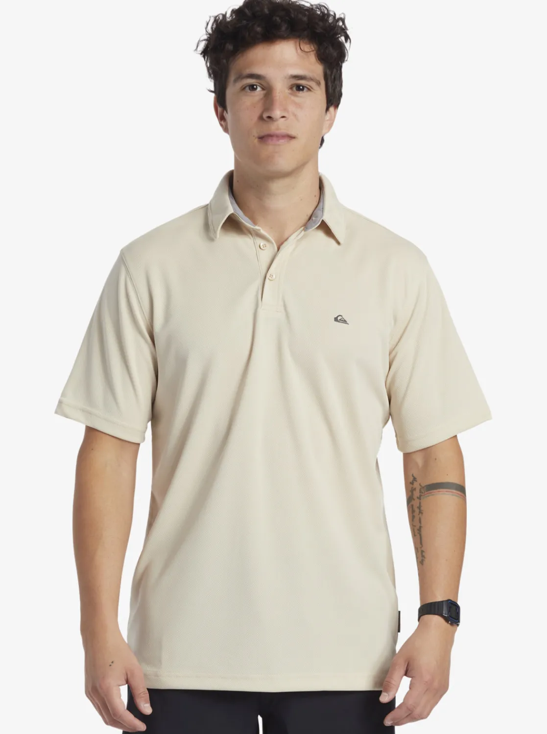 Quiksilver Waterman Water Short Sleeve Polo Shirt Brown Rice Cheap