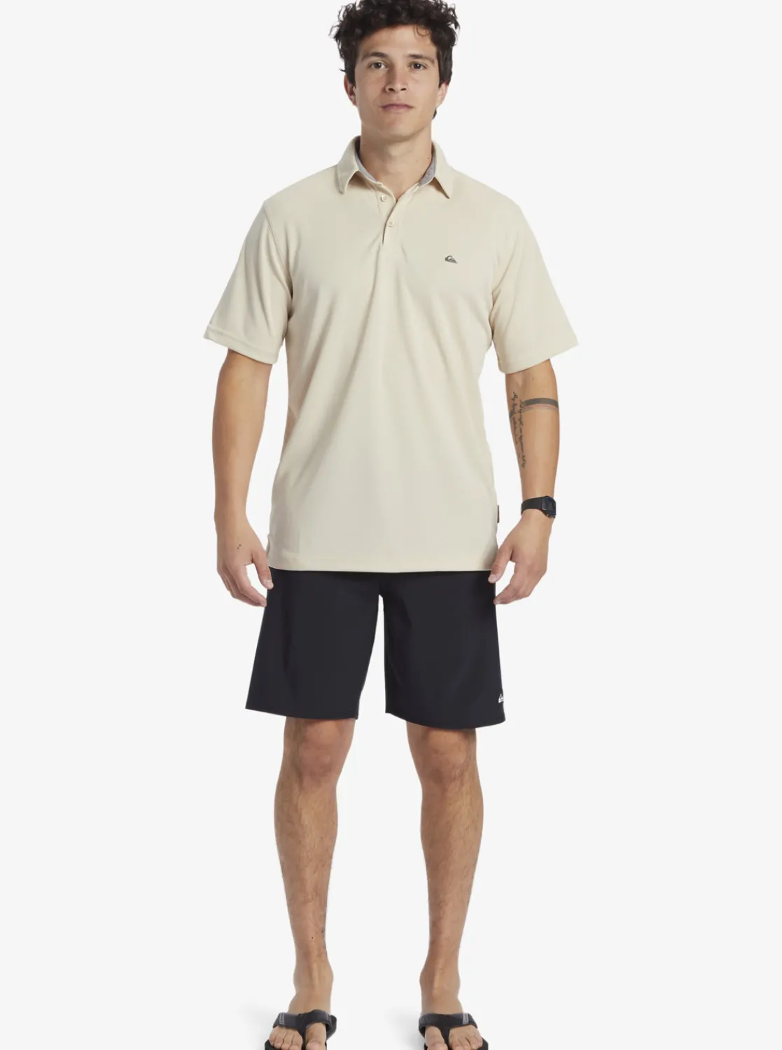 Quiksilver Waterman Water Short Sleeve Polo Shirt Brown Rice Cheap