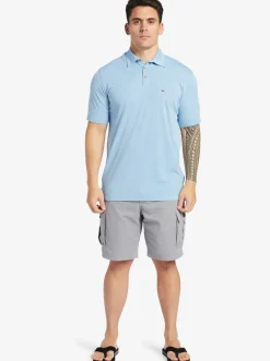 Quiksilver Waterman Waterpolo Short Sleeve Polo Shirt Dusk Blue Hot
